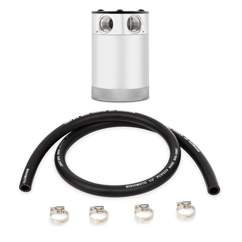 Baffled Oil Catch Can, Polished, 2-Port, Compact