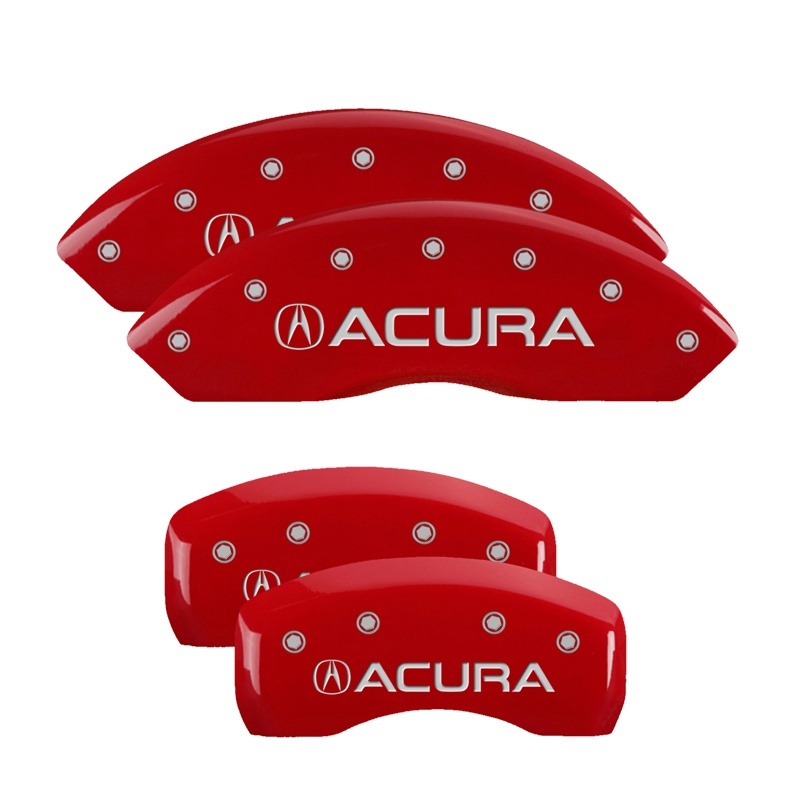MGP 4 Caliper Covers Engraved Front & Rear Acura Red Finish Silver Char 2017 Acura RDX thumbnail 4