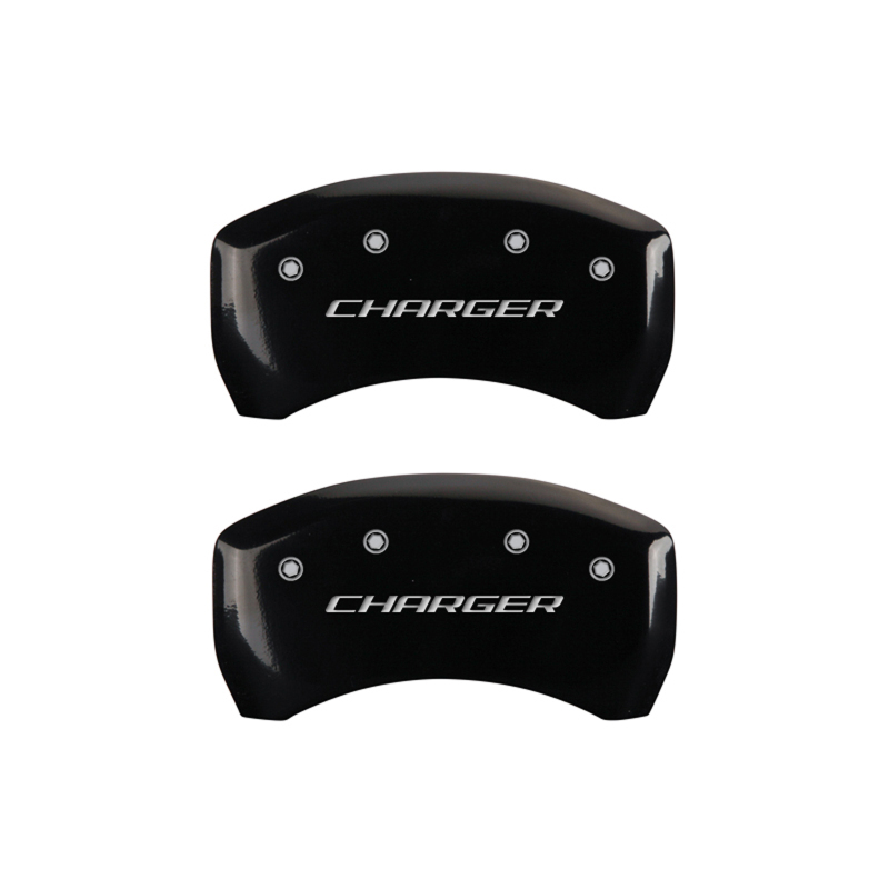 MGP 4 Caliper Covers Engraved Front & Rear Block/Charger Black finish silver ch thumbnail 6