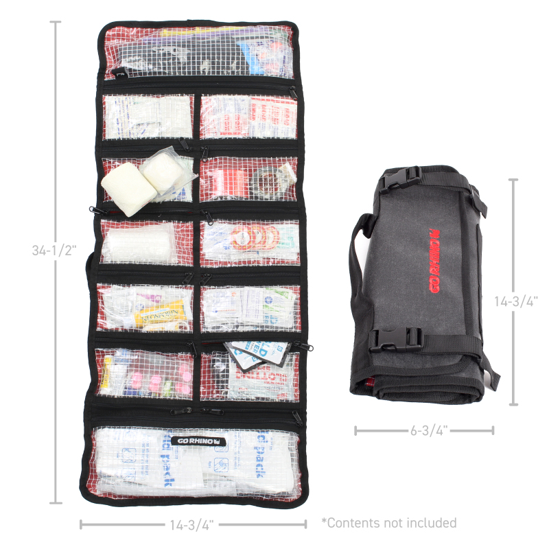 Go Rhino XVenture Gear First Aid Roll - Large (5x5in. Closed) 12oz Waxed Canvas - Black thumbnail 7