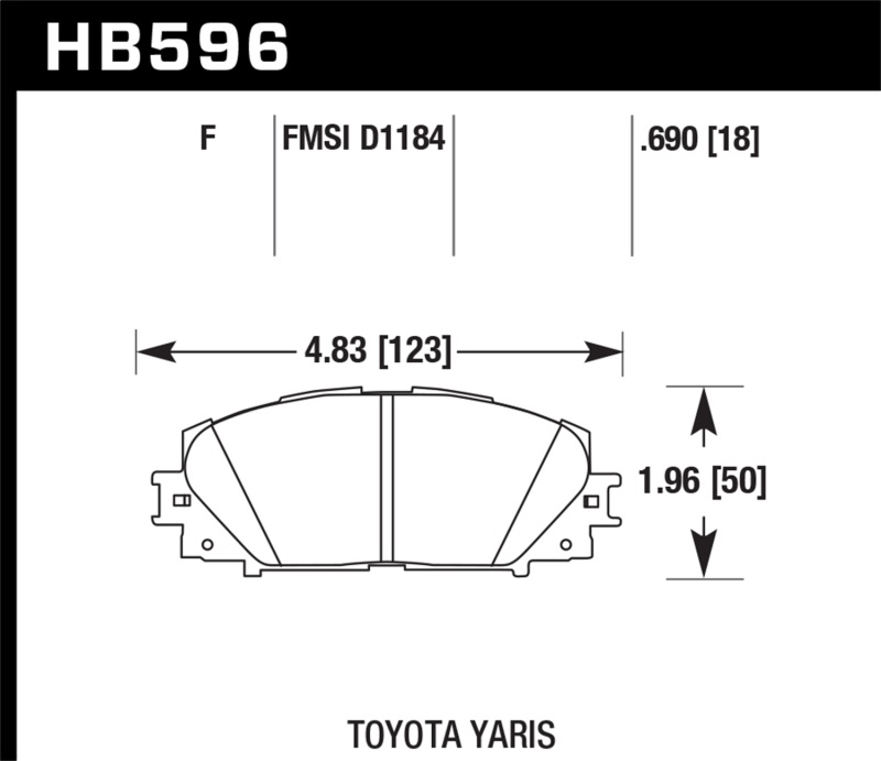Hawk 07-16 Toyota Yaris HPS 5.0 Front Brake Pads thumbnail 2