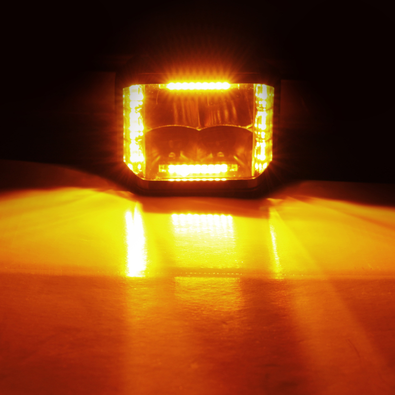 Go Rhino Xplor Blackout Combo Series Cube Sideline LED Spot Lights w/ Amber 4x3 - Blk (Pair) thumbnail 5