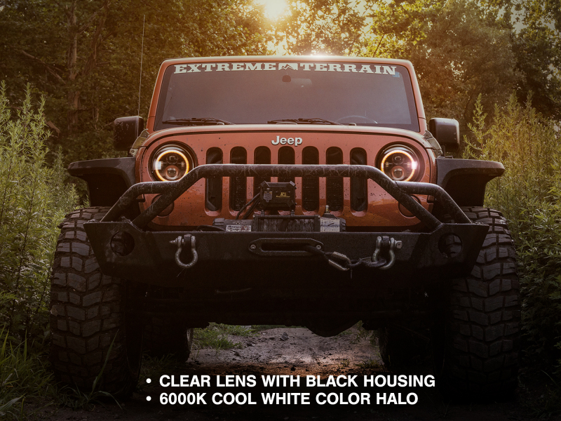 Raxiom 97-18 Jeep Wrangler TJ/JK Axial Halo Headlights w/ DRL Amber Signals- Black Hsng (Clear Lens) thumbnail 9