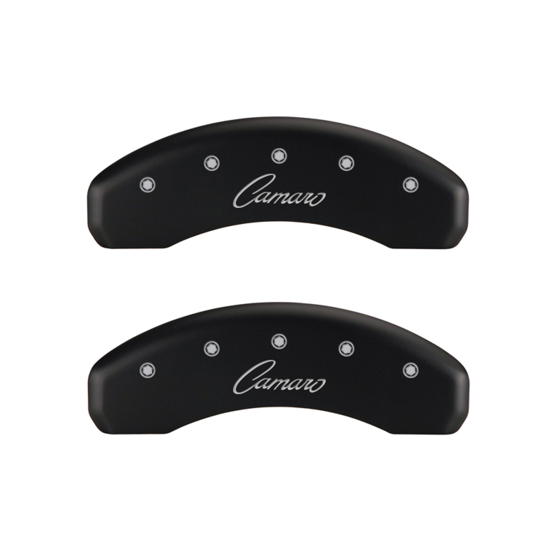MGP 4 Caliper Covers Engraved Front & Rear Cursive/Camaro Red finish silver ch thumbnail 7