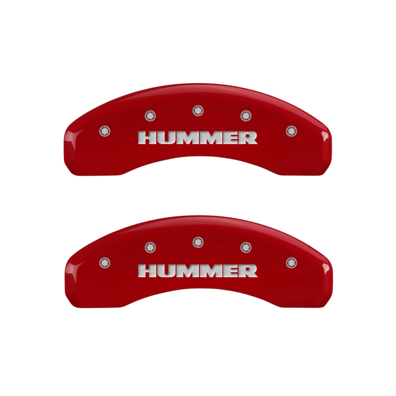 MGP 4 Caliper Covers Engraved Front & Rear Hummer Red finish silver ch thumbnail 6