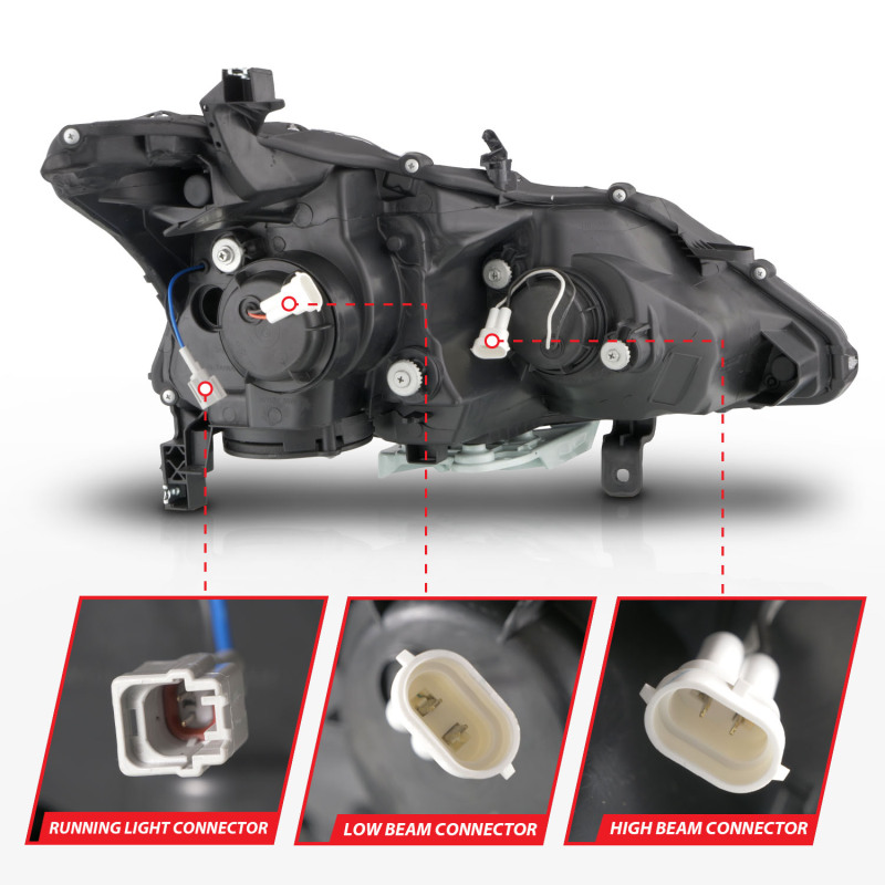 ANZO 13-15 Nissan Altima (w/o Factory HID Bulbs) Projector Headlights - w/ Light Bar Black Housing thumbnail 9