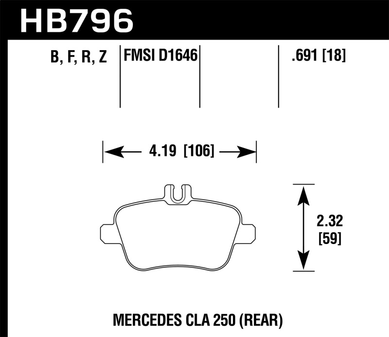 Hawk 14-17 Mercedes-Benz CLA 250 HPS 5.0 Rear Brake Pads thumbnail 2