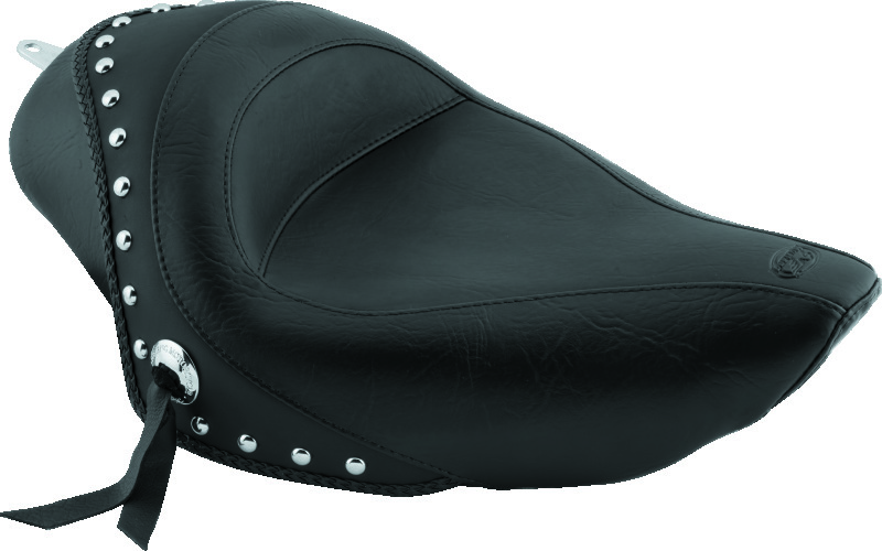 Mustang 04-21 Harley Sportster 3.3 GAL Standard Touring Solo Seat w/Studs - Black