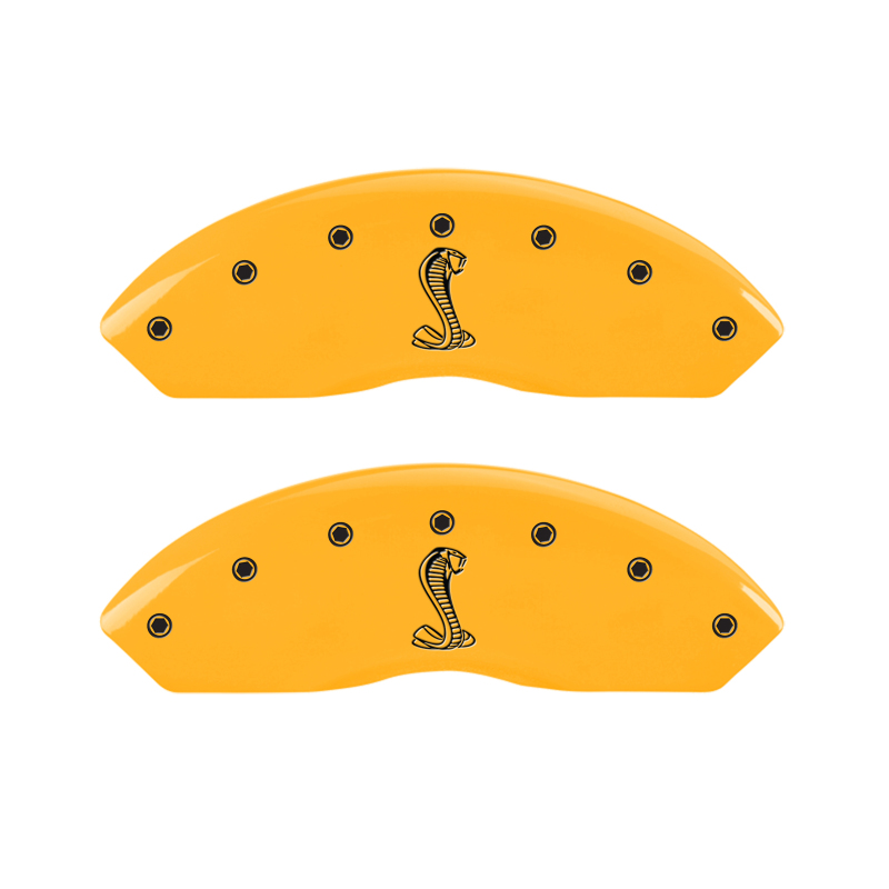 MGP 4 Caliper Covers Engraved Front & Rear Tiffany Snake Yellow Finish Black Char 2004 Ford Mustang thumbnail 5