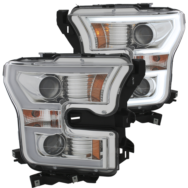 ANZO 2015-2016 Ford F-150 Projector Headlights w/ Plank Style Design Chrome w/ Amber thumbnail 4