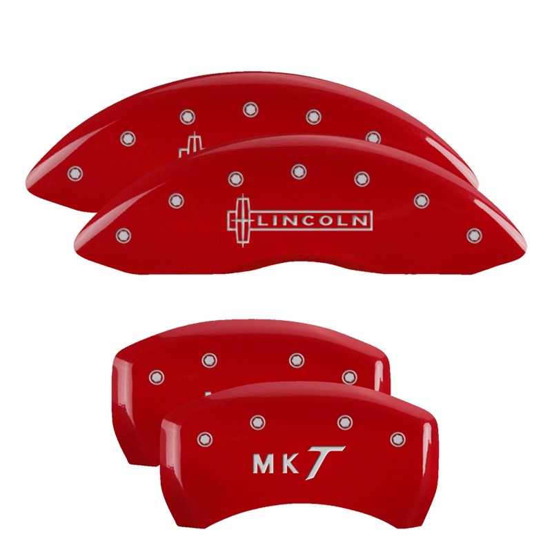 MGP 4 Caliper Covers Engraved Front Lincoln Engraved Rear Star logo Red finish silver ch thumbnail 6