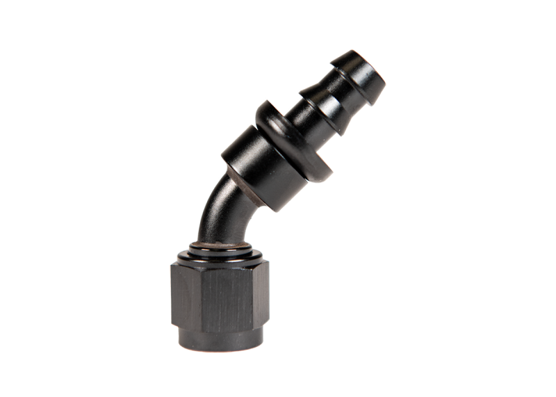 -6 45deg to Hose Barb - Black