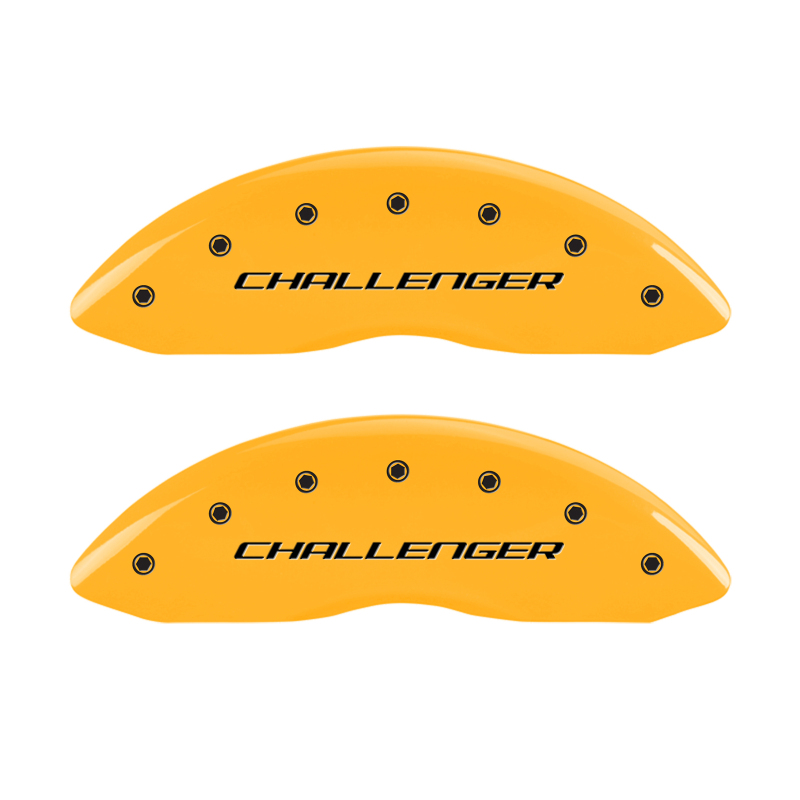 MGP 4 Caliper Covers Engraved Front & Rear Block/Challenger Yellow finish black ch thumbnail 5