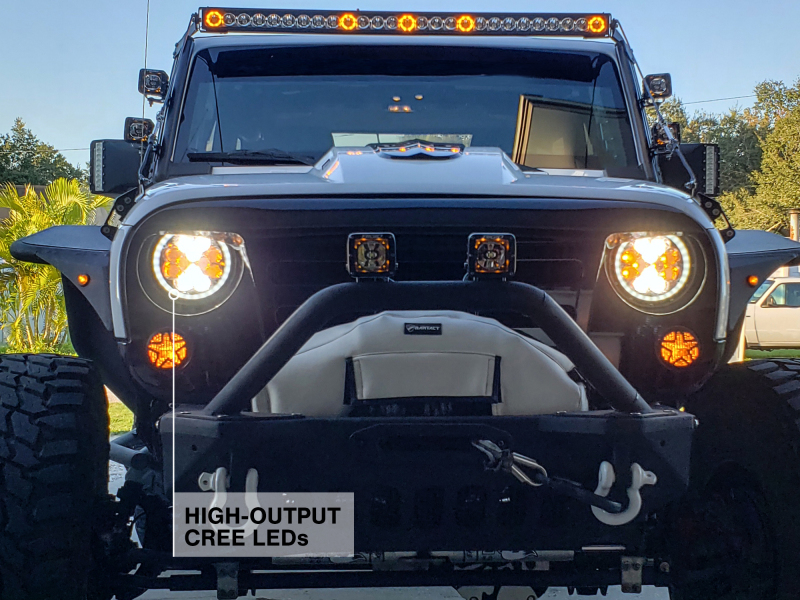 Raxiom 97-18 Jeep Wrangler TJ/JK Axial Spider LED Headlight w/ Amber DRL- Chrome Hsng (Clear Lens) thumbnail 6