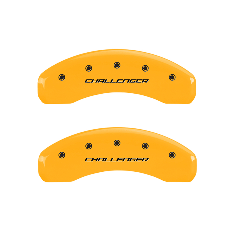 MGP 4 Caliper Covers Engraved Front & Rear Block/Challenger Yellow finish black ch thumbnail 8