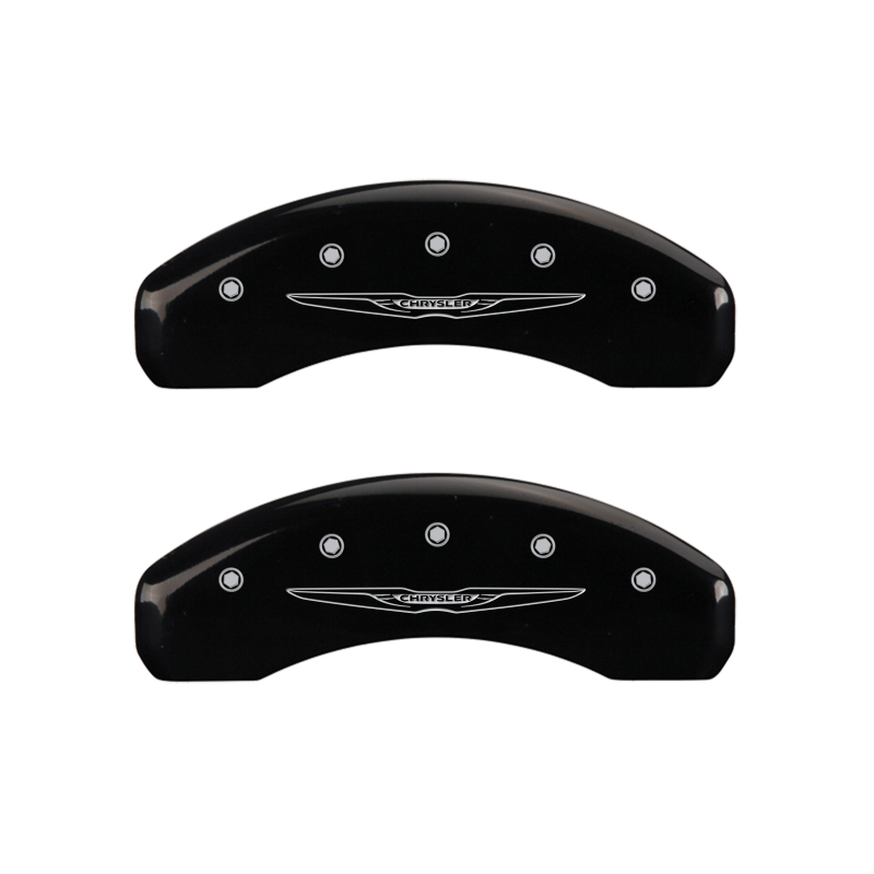 MGP 4 Caliper Covers Engraved Front & Rear Style 2/Chrysler Wing Black finish silver ch thumbnail 9