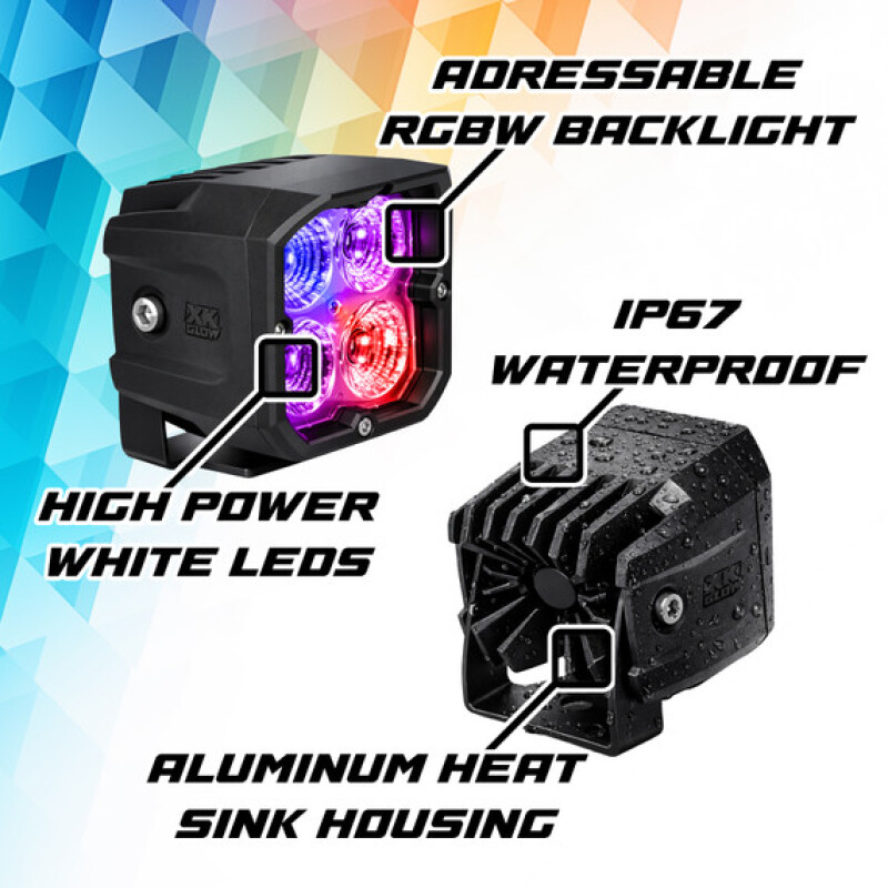 XKGlow XKmax RGBW Addressable Cube Light Kit - Flood Beam