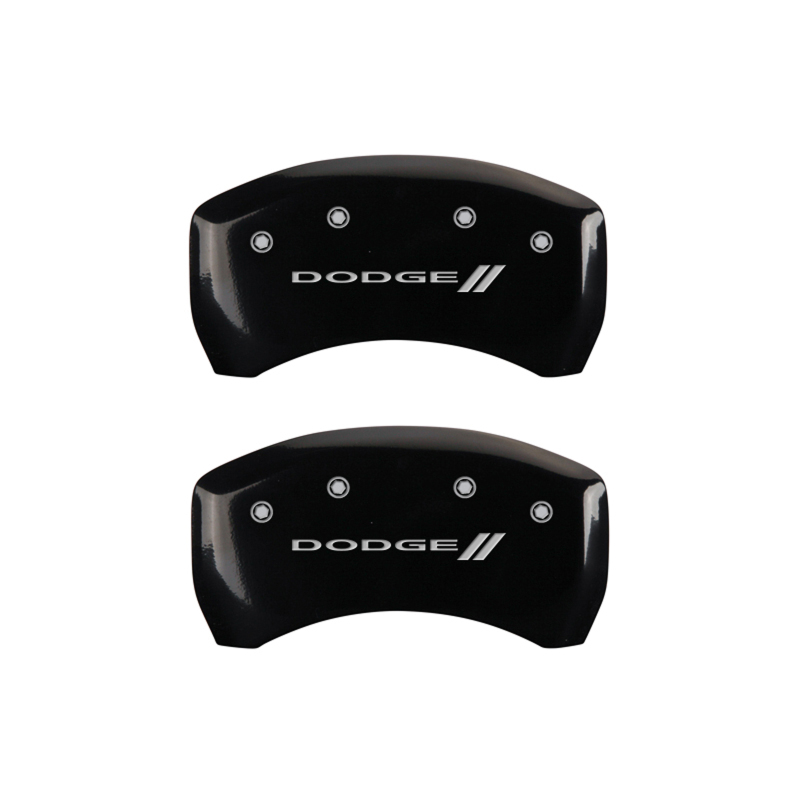 MGP 4 Caliper Covers Engraved Front & Rear With stripes/Dodge Black finish silver ch thumbnail 9