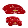 MGP 4 Caliper Covers Engraved Front & Rear Chevy racing Red finish silver ch thumbnail 5