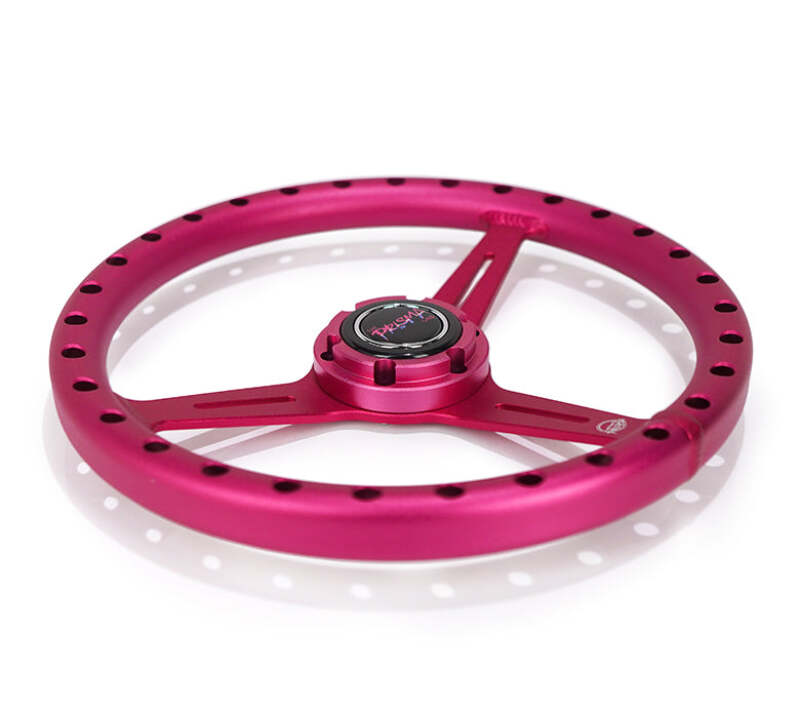 NRG Aluminum Steering Wheel 330mm - Extra Light - Ergonomic Grip - Anadized Pink thumbnail 3