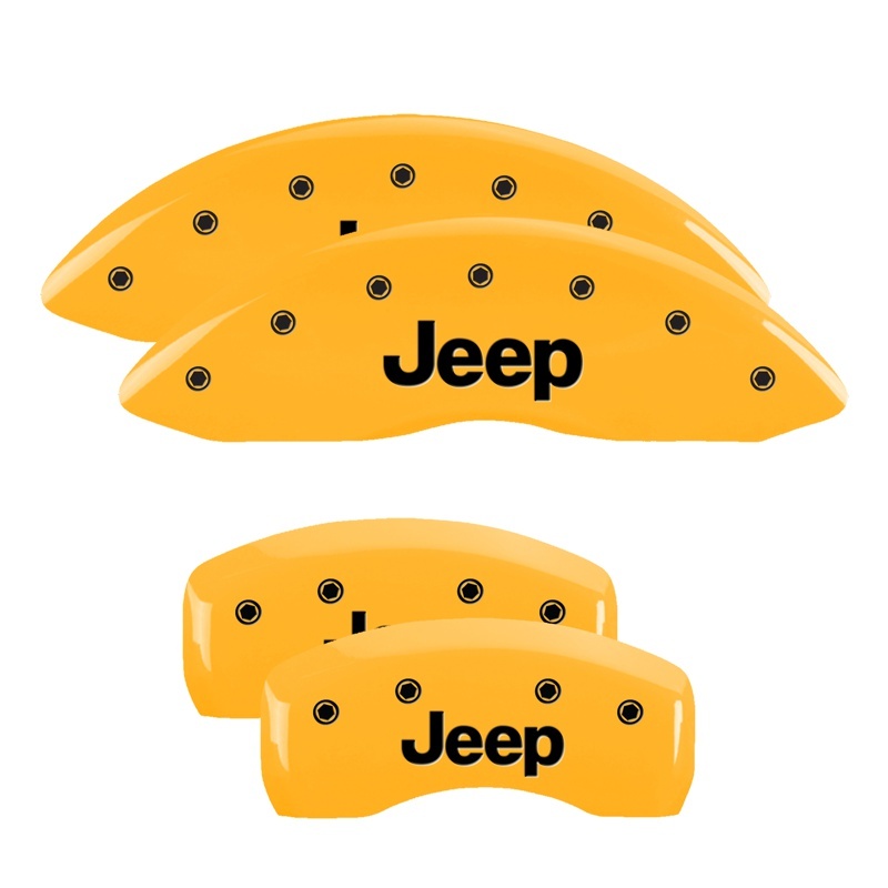 MGP 4 Caliper Covers Engraved Front & Rear JEEP Yellow finish black ch thumbnail 4
