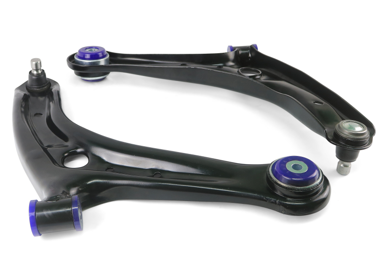 SuperPro 2011-2019 Ford Fiesta S Front Lower Control Arm Set w/ Bushings (+Caster)