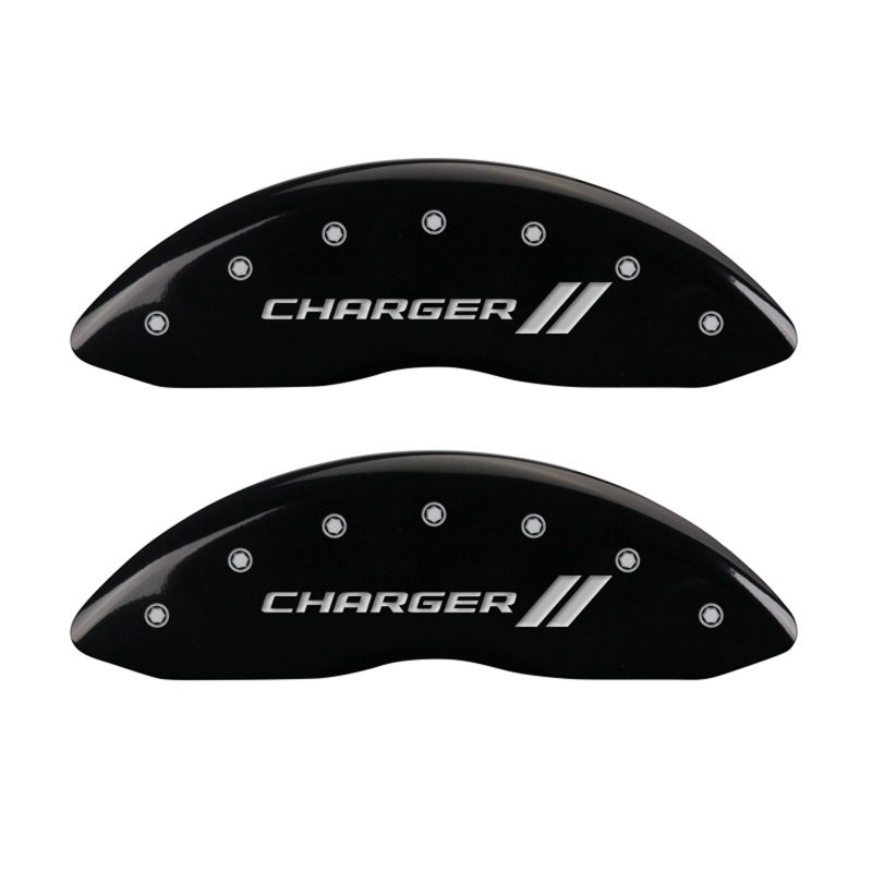 MGP 4 Caliper Covers Engraved Front & Rear With stripes/Charger Black finish silver ch thumbnail 5