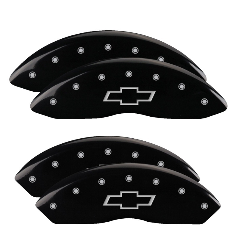 MGP 4 Caliper Covers Engraved F & R Bowtie Black Finish Silver Char 2014 Chevrolet Express 2500 thumbnail 5