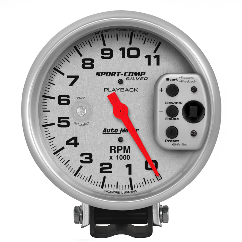 Autometer Ultra-Lite 5in Pedestal Playback Tachometer 0-11000 RPM thumbnail 4
