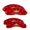 MGP 4 Caliper Covers Engraved Front & Rear Chevy Racing Red Finish Silver Char 2017 Chevrolet Camaro thumbnail 8