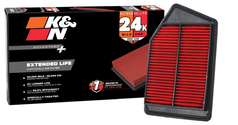 K&N Advantage Plus Air Filter 24K Miles Honda Accord L4-2.4L F/I 13-17 thumbnail 2