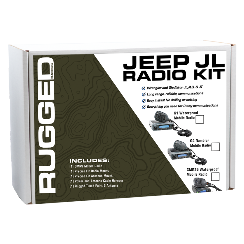 Rugged Radios Jeep Wrangler JL/JLU/Gladiator JT 2-Way GMRS Radio Kit 25 Watt - GMR25 Waterproof