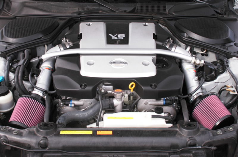 K&N 07-08 350z Dual Silver Typhoon Short Ram Intake thumbnail 4