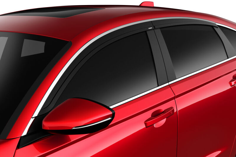 Low Profile Ventvisor Deflector; Smoke with Chrome Trim; Outside Mount; 4 pc.