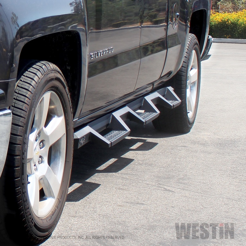 Westin 14-18 Chevrolet Silverado 1500 DC 6.5ft Bed HDX Drop W2W Nerf Step Bars - Tex. Blk thumbnail 6