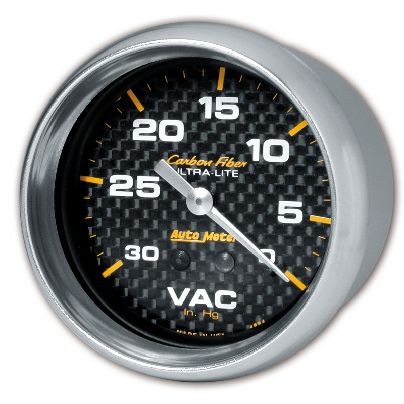 AutoMeter Gauge Vacuum 2-5/8in. 30Inhg Mechanical Carbon Fiber thumbnail 2