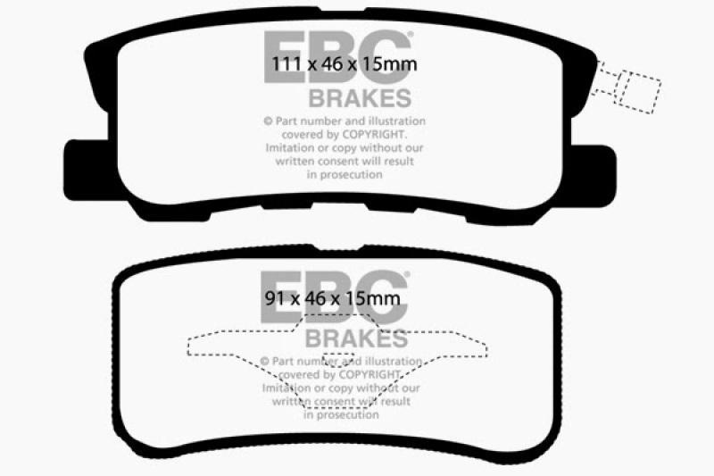 EBC 09+ Jeep Compass 2.0 (302mm Rear Rotors) Greenstuff Rear Brake Pads thumbnail 4