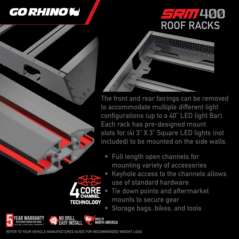Go Rhino SRM 400 Roof Rack - 68in thumbnail 3