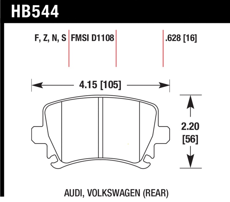 Hawk Audi A3 / A4 / A6 Quattro Performance Ceramic Rear Brake Pads thumbnail 6