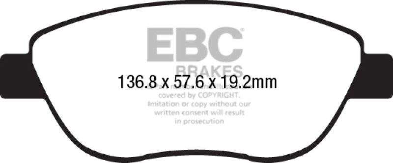 EBC 2014+ Fiat 500 1.4L Turbo Abarth Greenstuff Front Brake Pads thumbnail 3