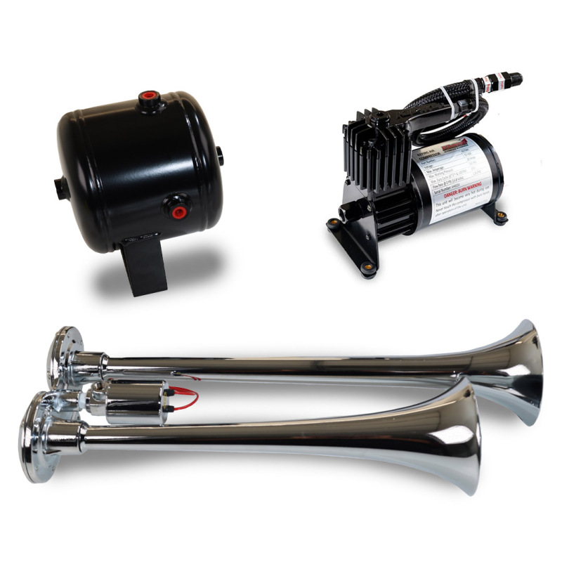Kleinn Dual Chrome Horn Kit w/ 120 PSI Air Compressor / 0.5 gal Air Tank