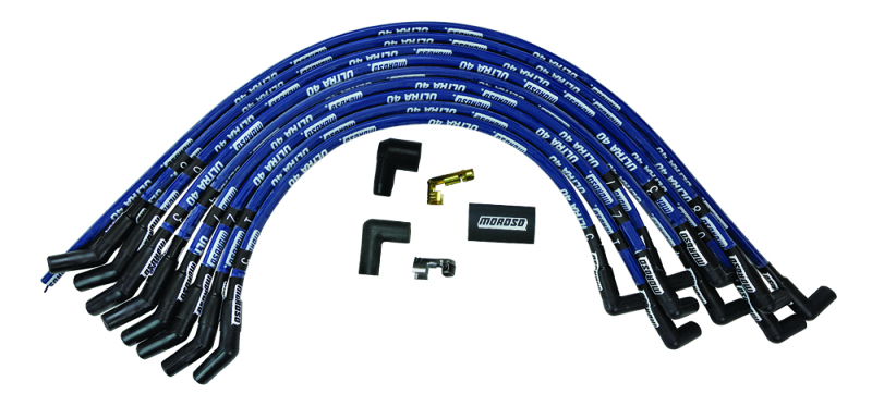 Moroso Ford 429-460 Ignition Wire Set - Ultra 40 - Sleeved - HEI - 135 Degree - Blue