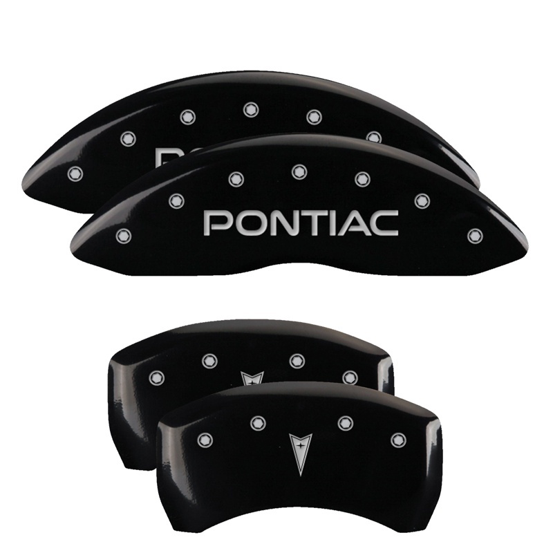Set of 4 caliper covers, Engraved Front: Pontiac - Engraved Rear: Arrow, Black p