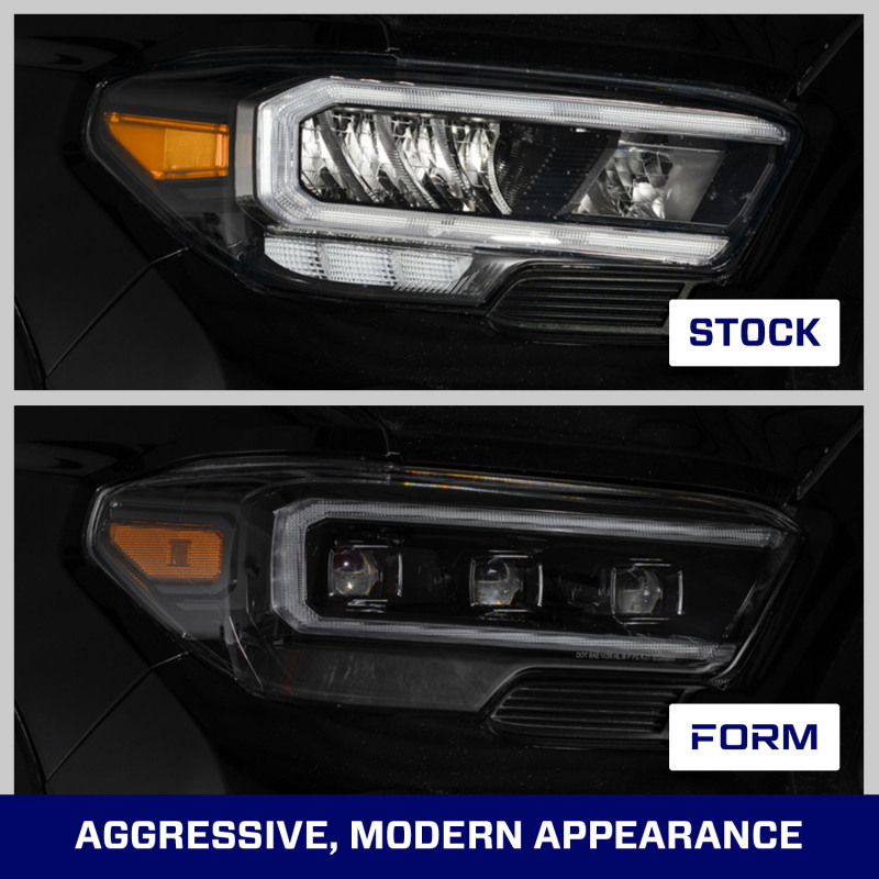 Form Lighting 2016-2023 Toyota Tacoma LED Projector Headlights with Selectable DRL (Pair)