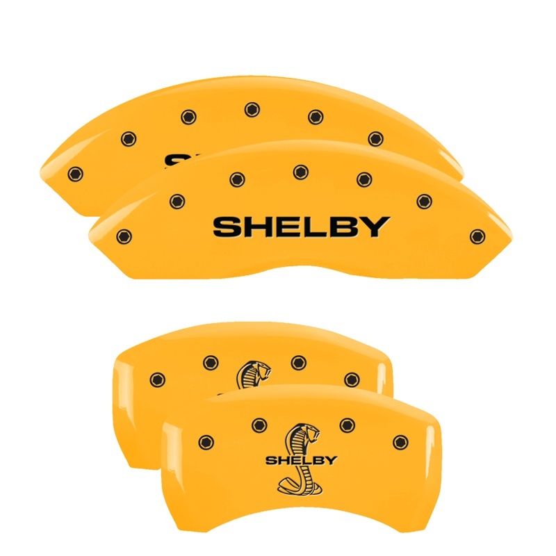 MGP 4 Caliper Covers Engraved Front Shelby Rear Snake Yellow Finish Black Char 2007 Ford Mustang thumbnail 5