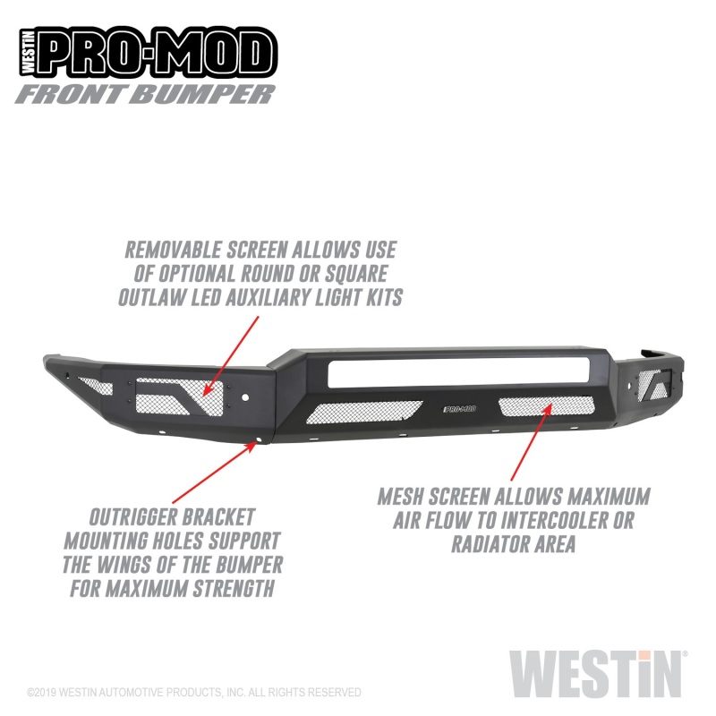 Westin 15-19 Chevrolet Silverado 2500/3500 Pro-Mod Front Bumper - Textured Black thumbnail 6
