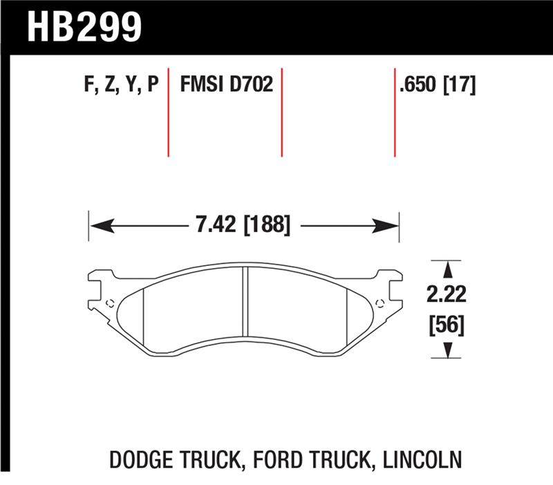 Hawk Dodge B1500 VanDurango/1500 Pickup/1500 Van / Ford / Lincoln LTS Street Front & Rear Brake Pad
