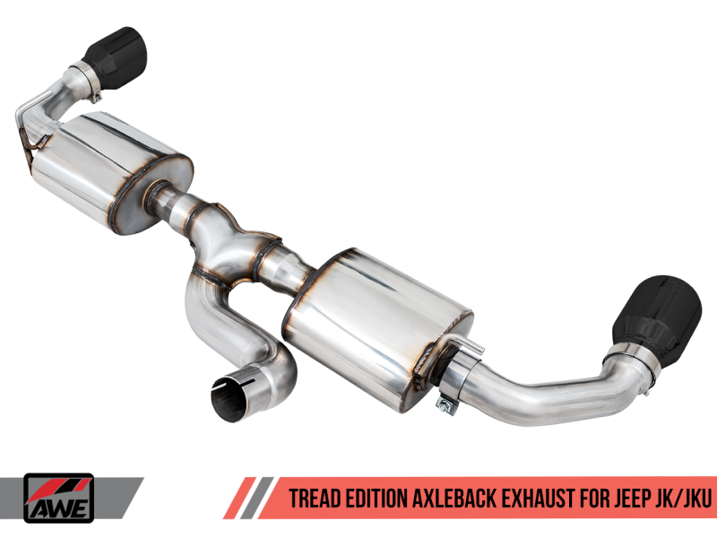 AWE Tuning 07-18 Jeep Wrangler JK/JKU 3.6L Tread Edition Axle-Back Dual Exhaust - Diamond Black Tips thumbnail 8