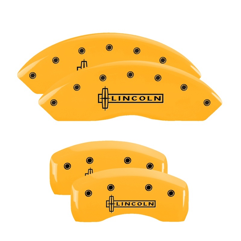 MGP 4 Caliper Covers Engraved Front & Rear Lincoln Yellow finish black ch thumbnail 6