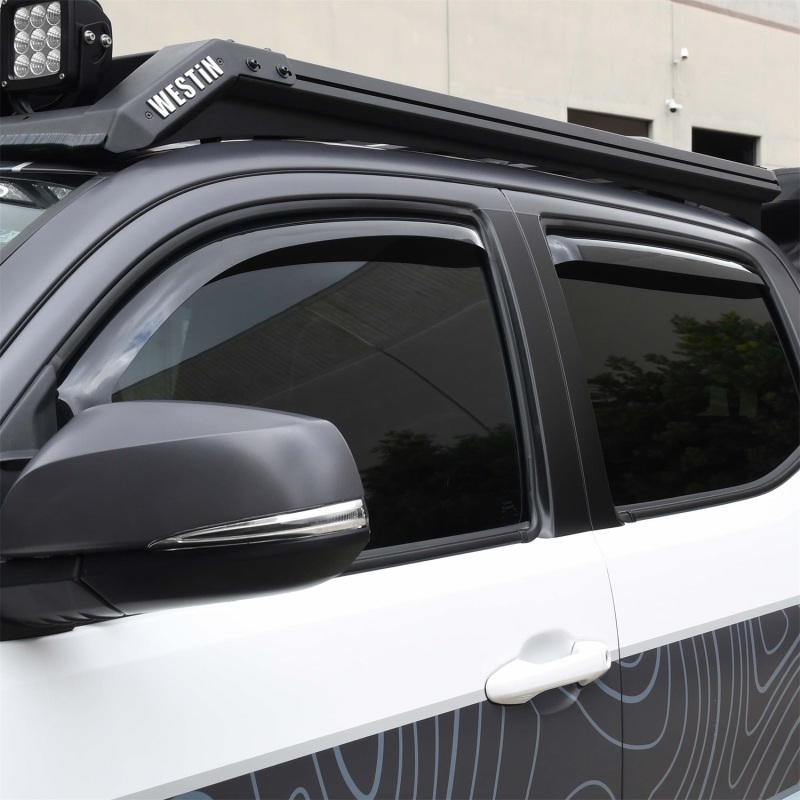 Westin 2016-2018 Toyota Tacoma Double Cab 4dr In-Channel Wind Deflector 4pc - Smoke thumbnail 5